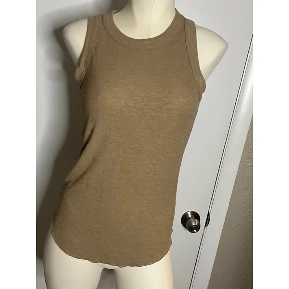 nwt womens tank top by nostalgia brown ribbed preshrunk size small - Picture 9 of 9
